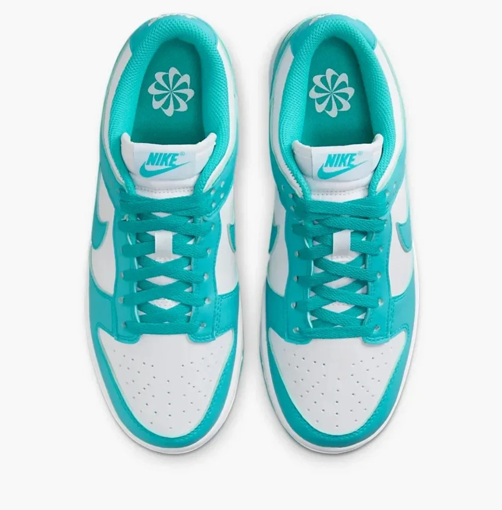 Nike Dunk Low Womens Teal Sneakers Shoes Customized with Swarovski Crystals - Picture 4 of 6